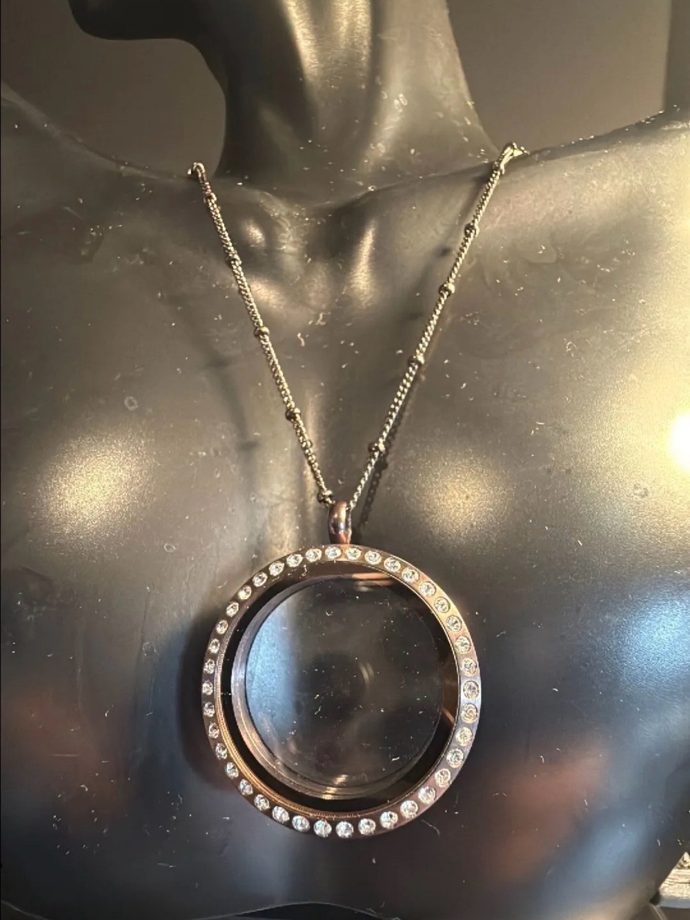Origami Owl Rose Gold Large Locket with Necklace